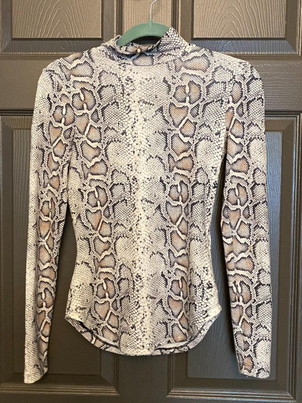 French Connection Snake Print Mock Neck Top, XS